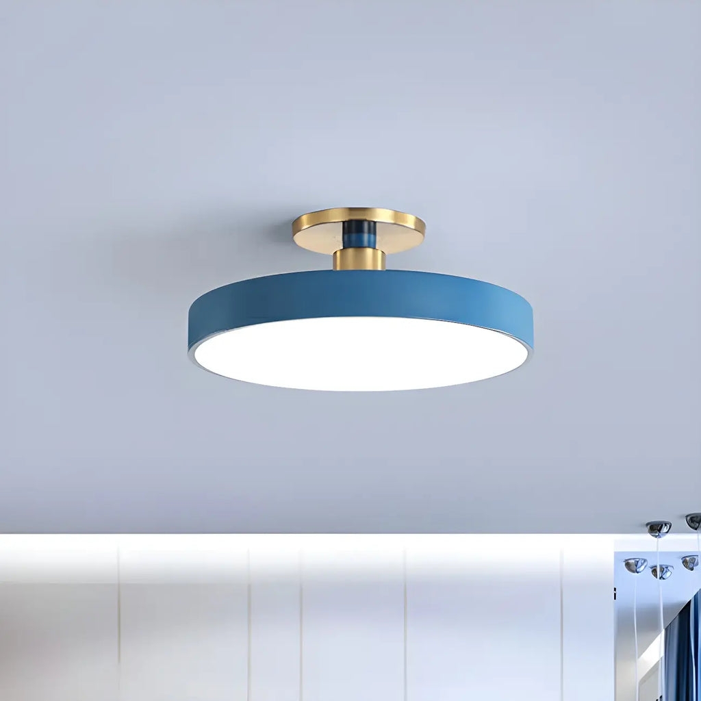 Plafonnier semi-encastré rond à LED bleue
