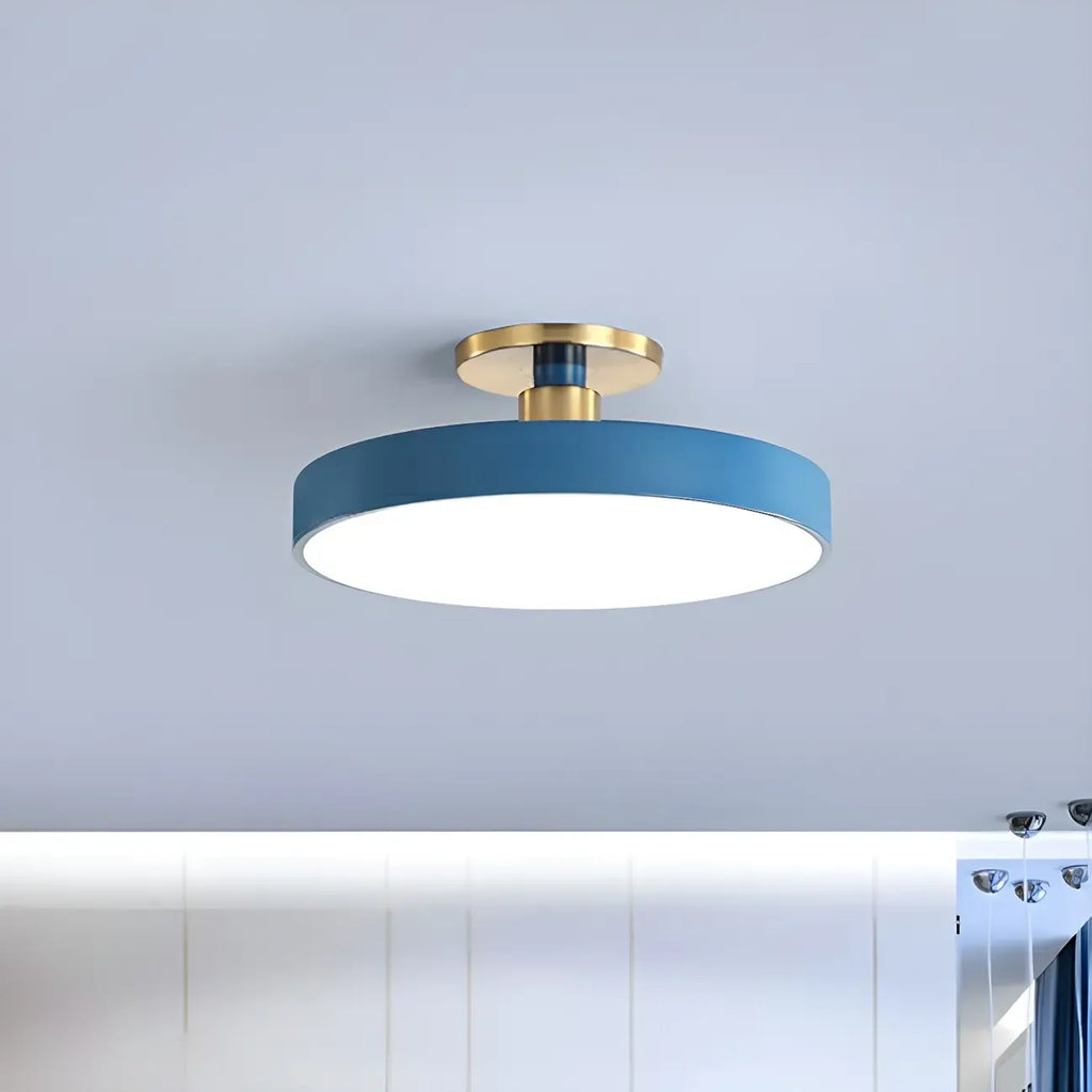 Plafonnier semi-encastré rond à LED bleue