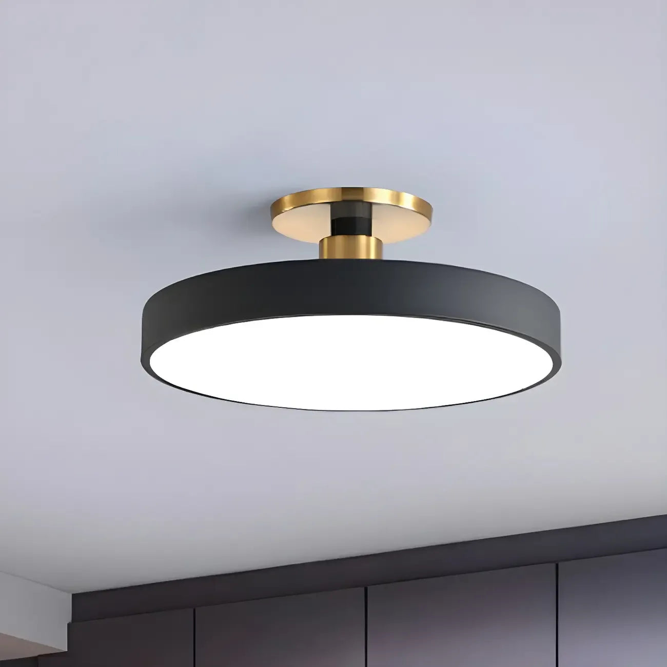 Plafonnier semi-encastré rond à LED bleue