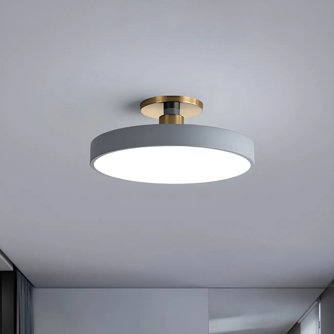 Plafonnier semi-encastré rond à LED bleue