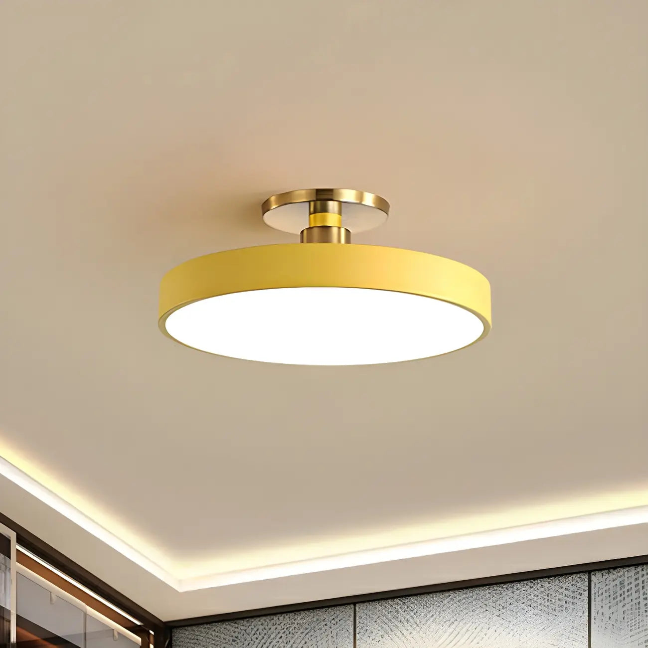 Plafonnier semi-encastré rond à LED bleue