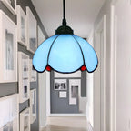 Suspension en rotin et vitrail Tiffany
