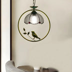 Suspension en rotin et vitrail Tiffany