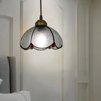 Suspension en rotin et vitrail Tiffany