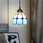 Suspension en rotin et vitrail Tiffany