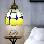 Suspension en rotin et vitrail Tiffany