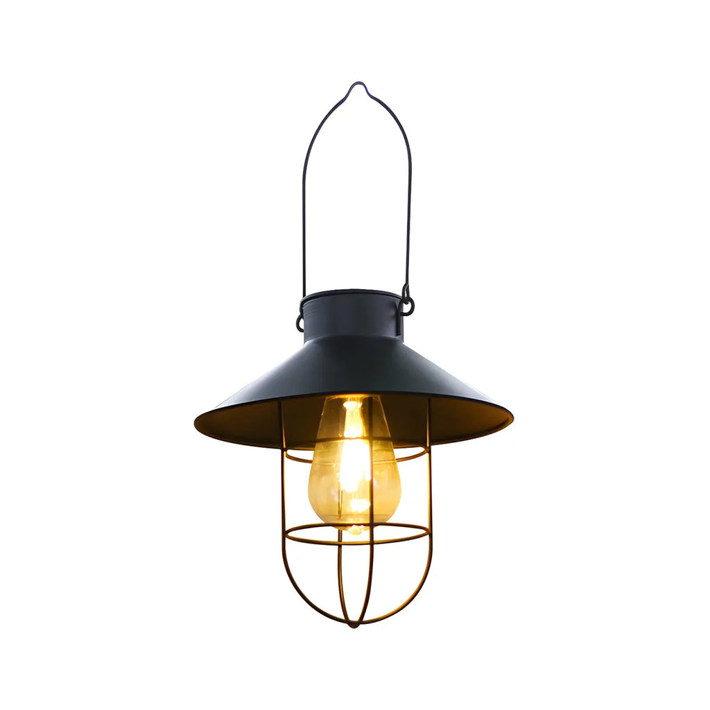 Suspension d'extérieur rétro en métal noir, design cage