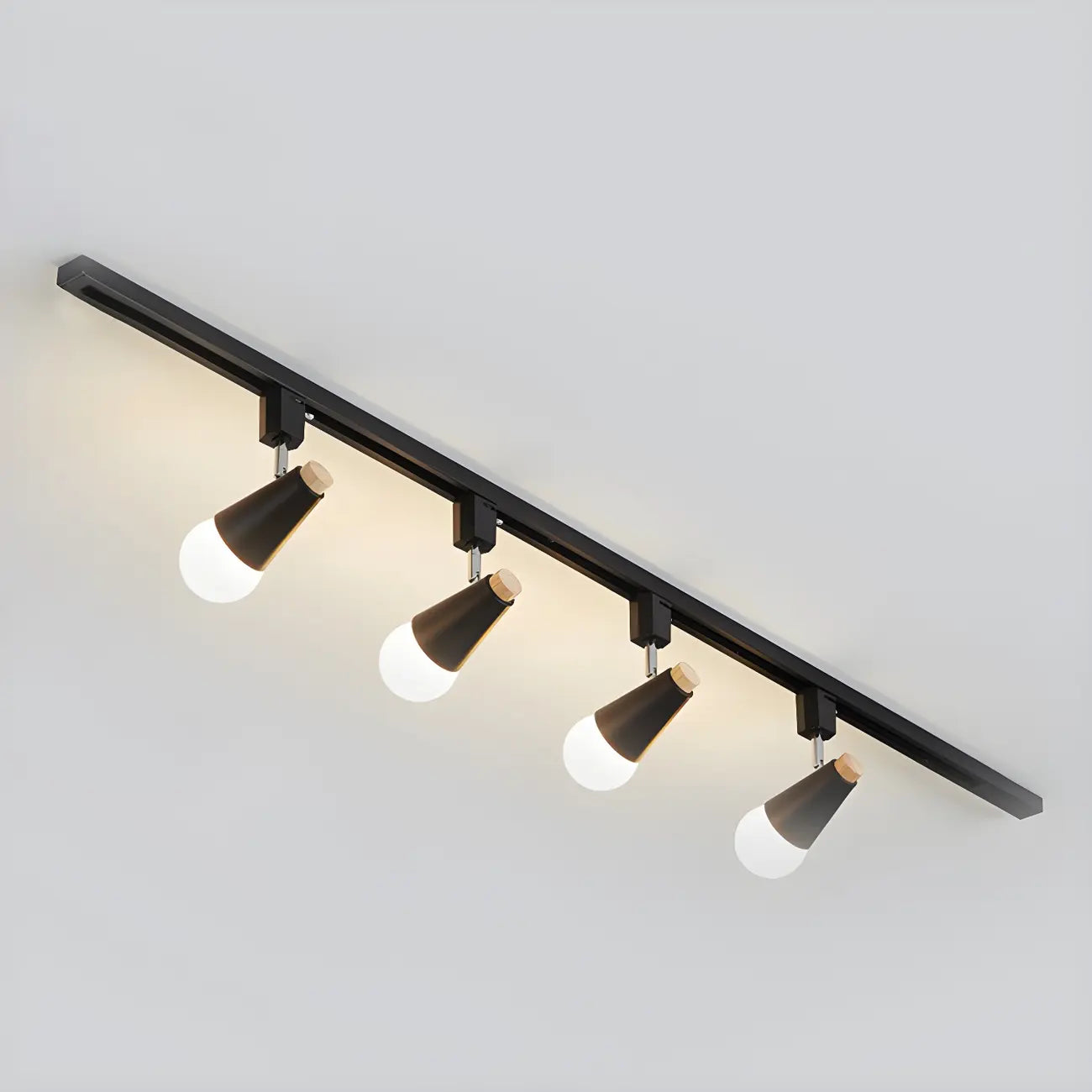 Spot sur rail semi-encastré conique moderne à 4 lumières, réglable
