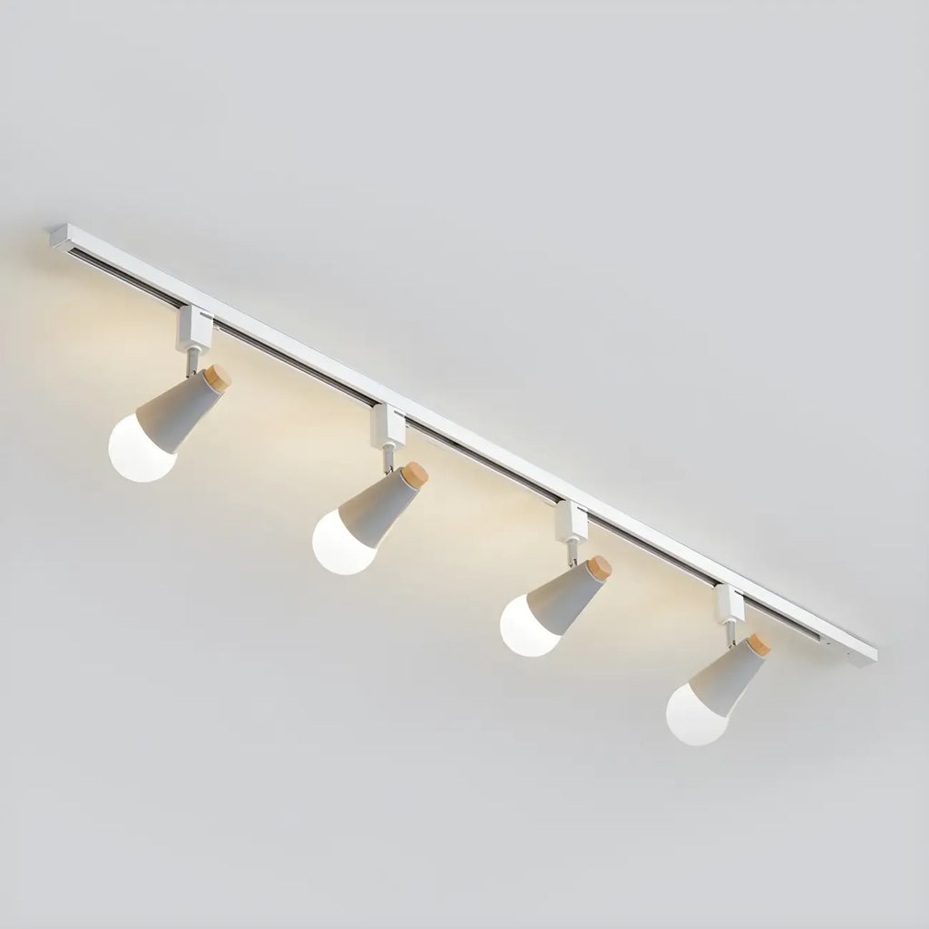 Spot sur rail semi-encastré conique moderne à 4 lumières, réglable