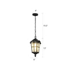 Lanterne traditionnelle noire à chaîne de 19,5 pouces, suspension lumineuse d'extérieur