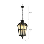 Lanterne traditionnelle noire à chaîne de 19,5 pouces, suspension lumineuse d'extérieur