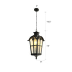 Lanterne traditionnelle noire à chaîne de 19,5 pouces, suspension lumineuse d'extérieur