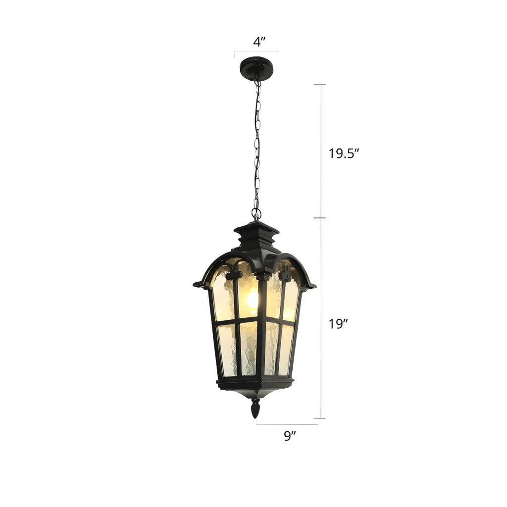 Lanterne traditionnelle noire à chaîne de 19,5 pouces, suspension lumineuse d'extérieur