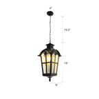 Lanterne traditionnelle noire à chaîne de 19,5 pouces, suspension lumineuse d'extérieur