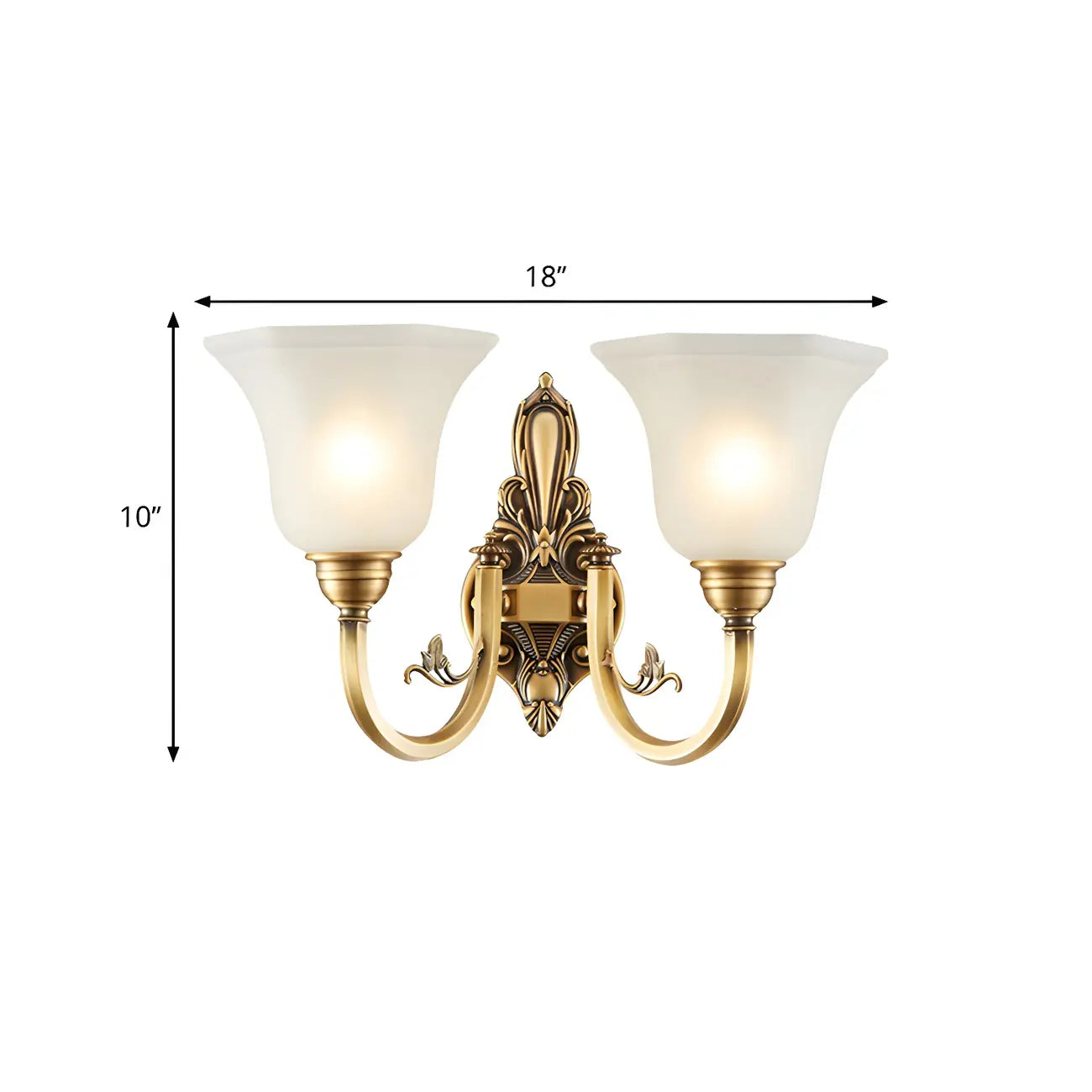 Applique murale coloniale en laiton avec abat-jour en verre pour couloir