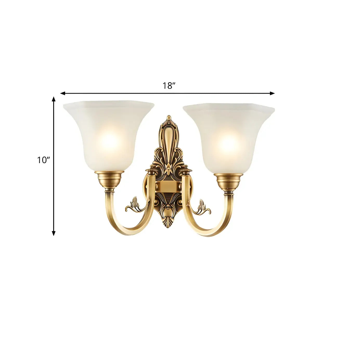 Applique murale coloniale en laiton avec abat-jour en verre pour couloir