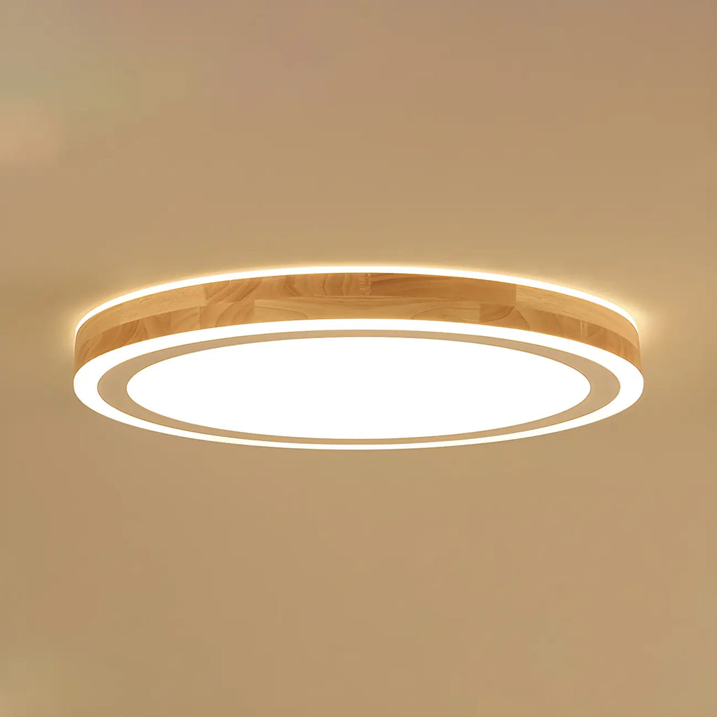 Plafonnier LED contemporain en bois naturel