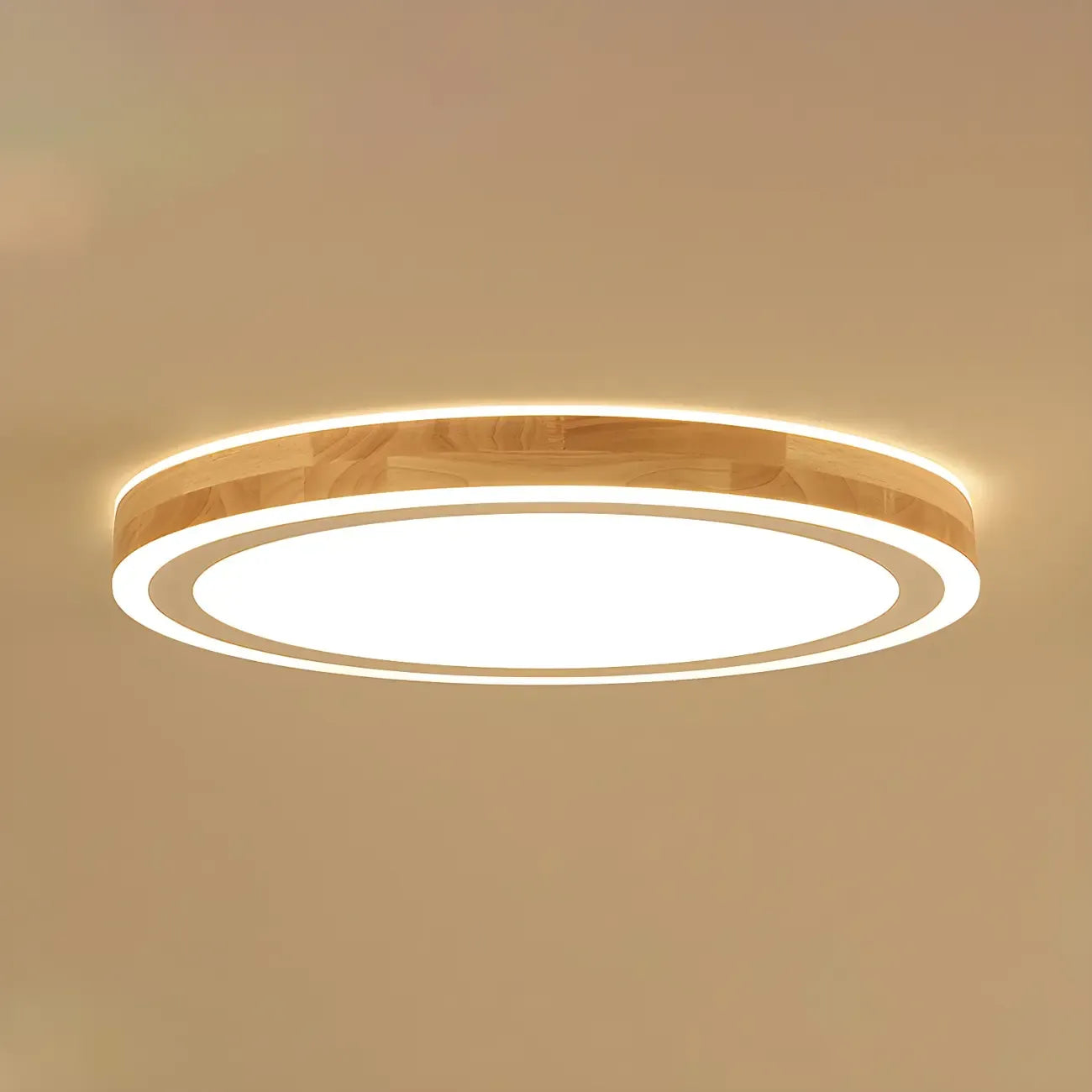 Plafonnier LED contemporain en bois naturel