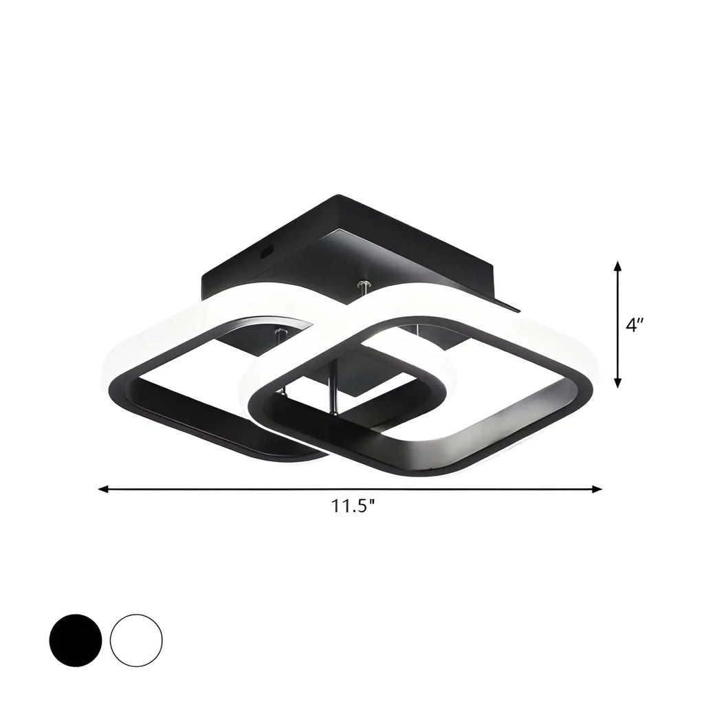 Plafonnier semi-encastré LED géométrique en métal noir