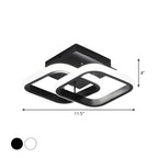 Plafonnier semi-encastré LED géométrique en métal noir