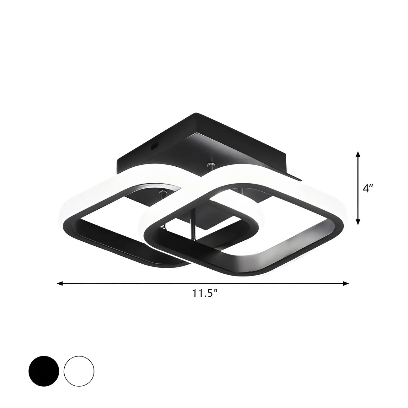 Plafonnier semi-encastré LED géométrique en métal noir