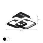 Plafonnier semi-encastré LED géométrique en métal noir