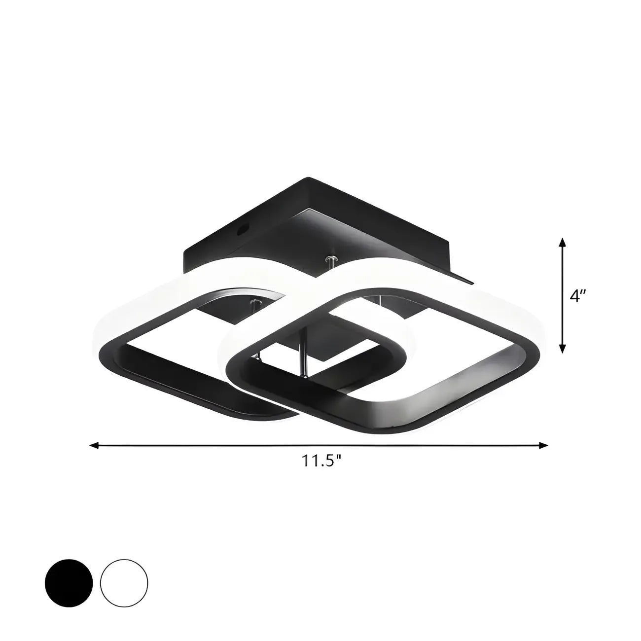 Plafonnier semi-encastré LED géométrique en métal noir