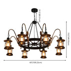 Lustre industriel en métal noir, lanterne en forme de roue.