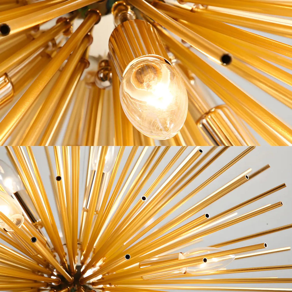 Lustre unique doré Sputnik Starburst à hauteur réglable