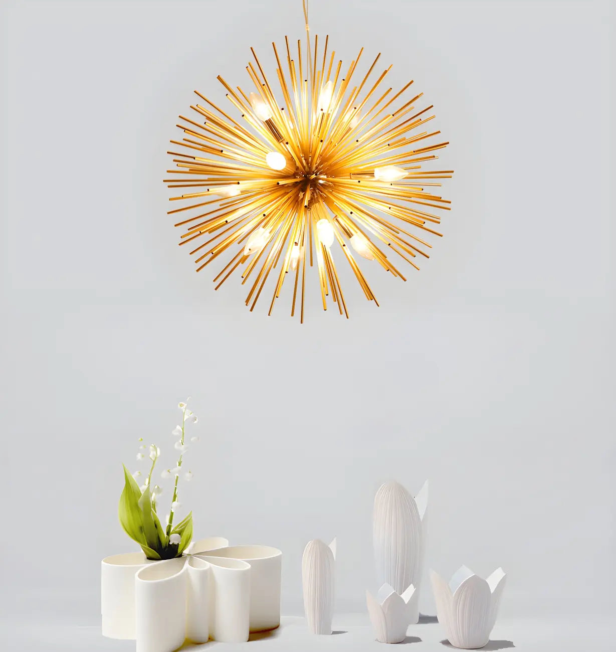 Lustre unique doré Sputnik Starburst à hauteur réglable
