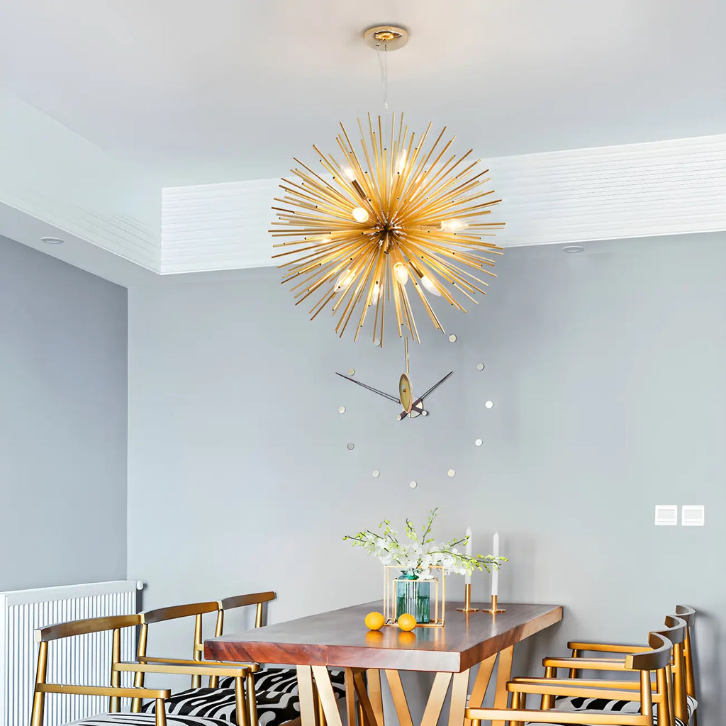 Lustre unique doré Sputnik Starburst à hauteur réglable