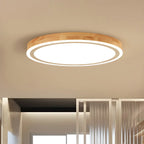Plafonnier LED contemporain en bois naturel