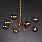 Lustre globe en verre moderne du milieu du siècle à 8 lumières