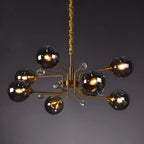 Lustre globe en verre moderne du milieu du siècle à 8 lumières