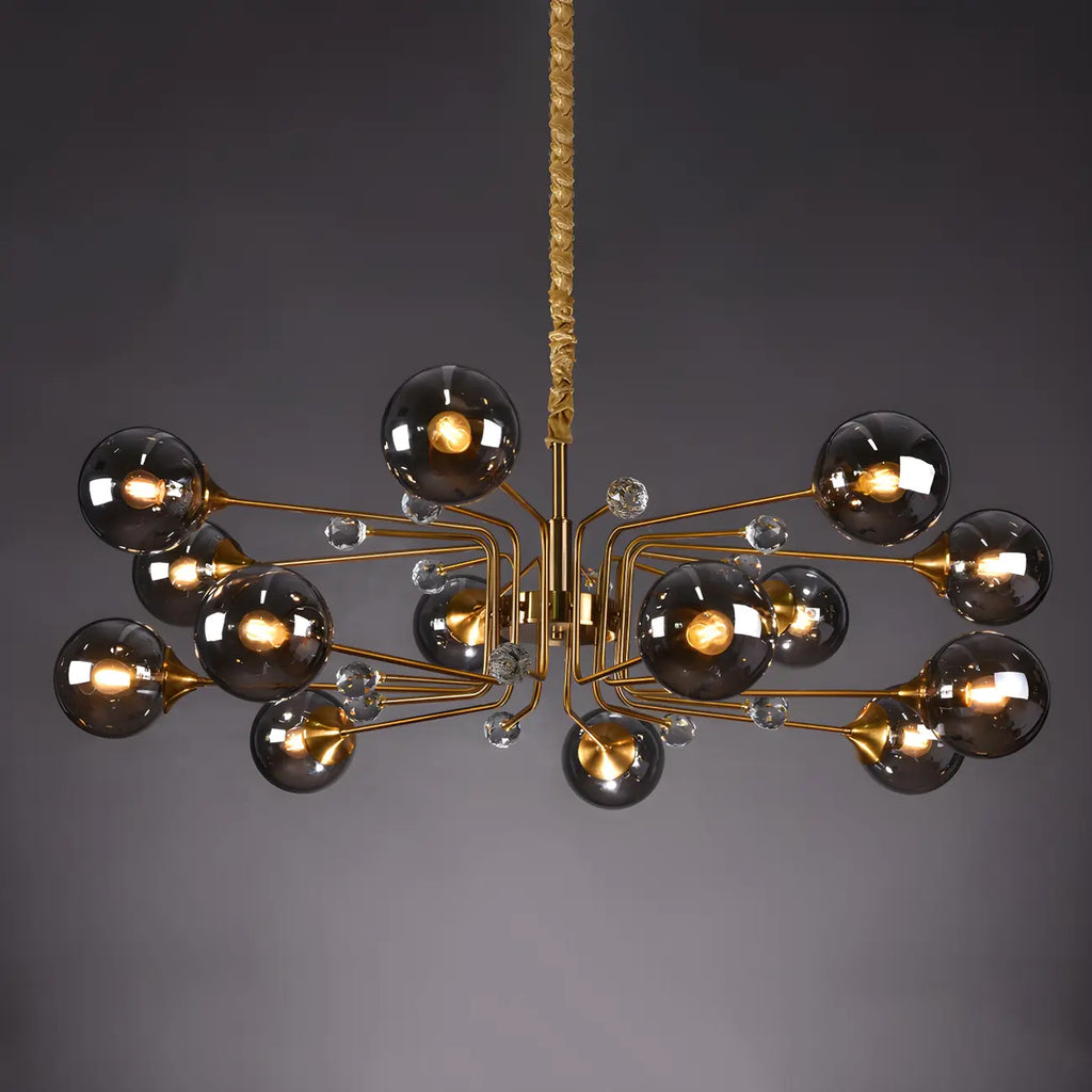 Lustre globe en verre moderne du milieu du siècle à 8 lumières