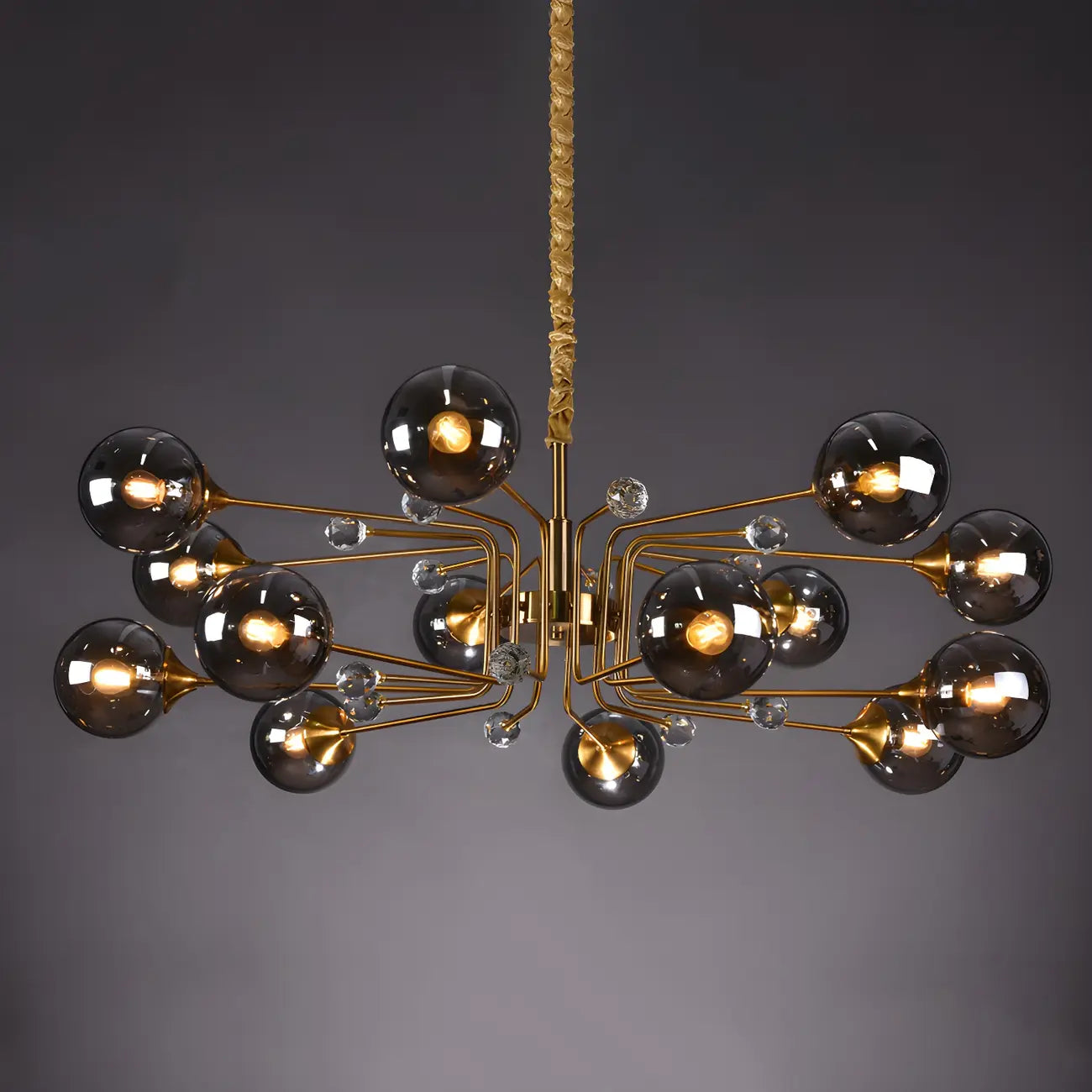 Lustre globe en verre moderne du milieu du siècle à 8 lumières