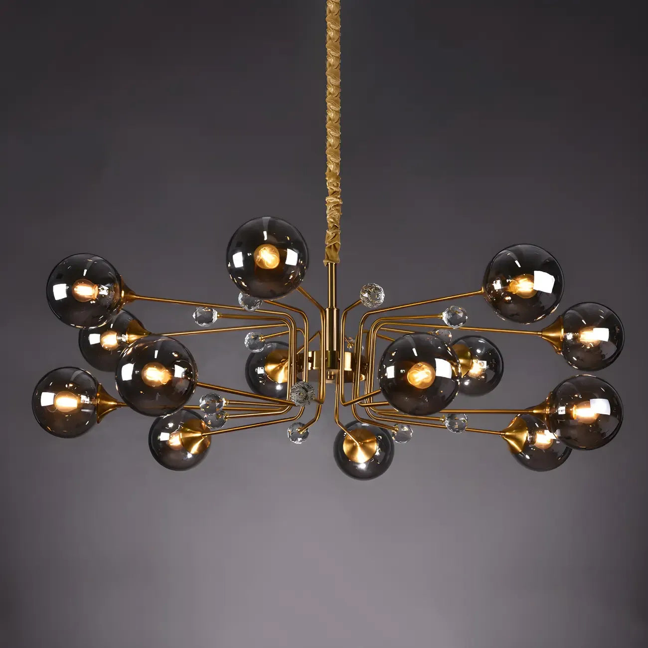 Lustre globe en verre moderne du milieu du siècle à 8 lumières