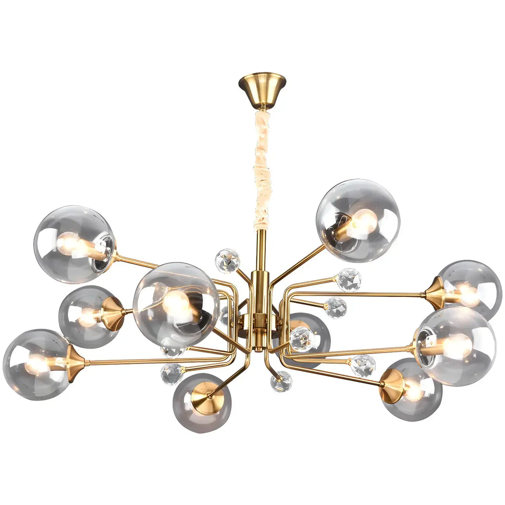 Lustre globe en verre moderne du milieu du siècle à 8 lumières