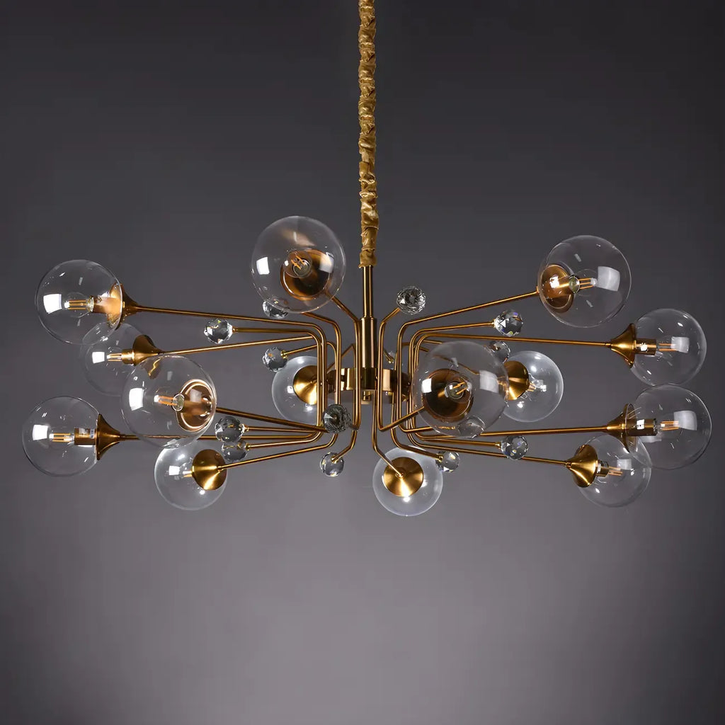 Lustre globe en verre moderne du milieu du siècle à 8 lumières