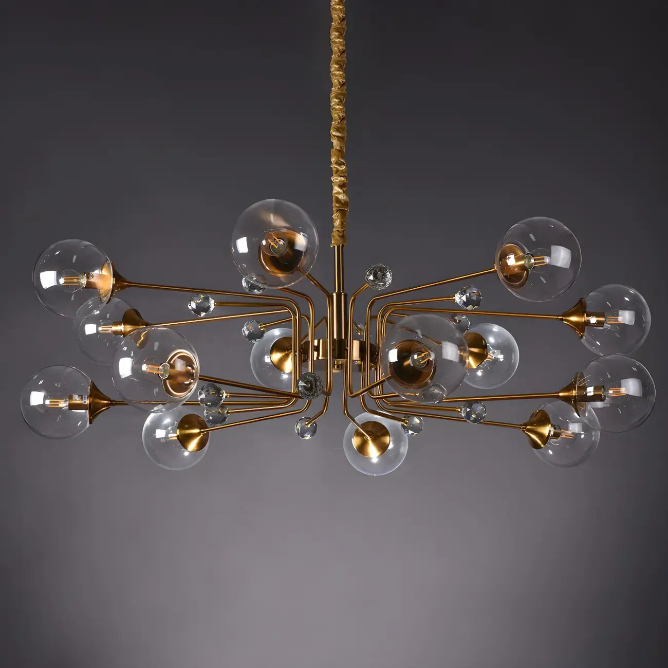 Lustre globe en verre moderne du milieu du siècle à 8 lumières