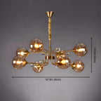 Lustre globe en verre moderne du milieu du siècle à 8 lumières