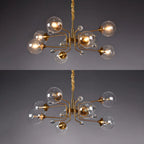 Lustre globe en verre moderne du milieu du siècle à 8 lumières