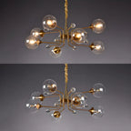 Lustre globe en verre moderne du milieu du siècle à 8 lumières