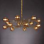Lustre globe en verre moderne du milieu du siècle à 8 lumières