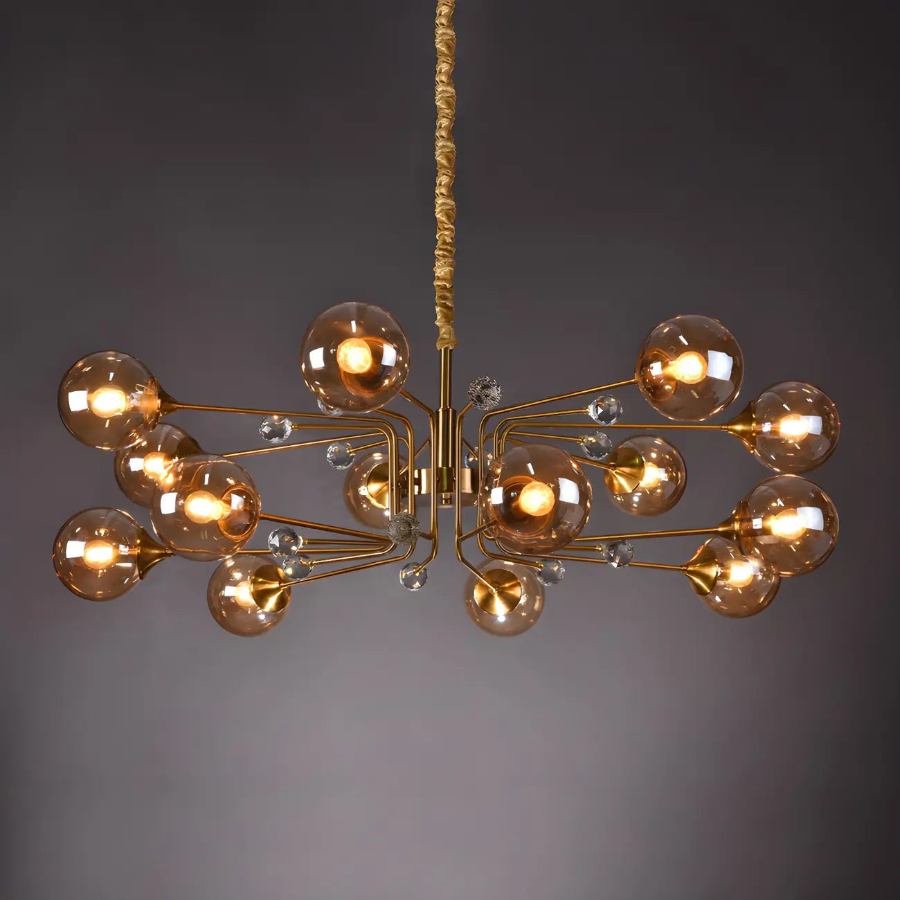 Lustre globe en verre moderne du milieu du siècle à 8 lumières