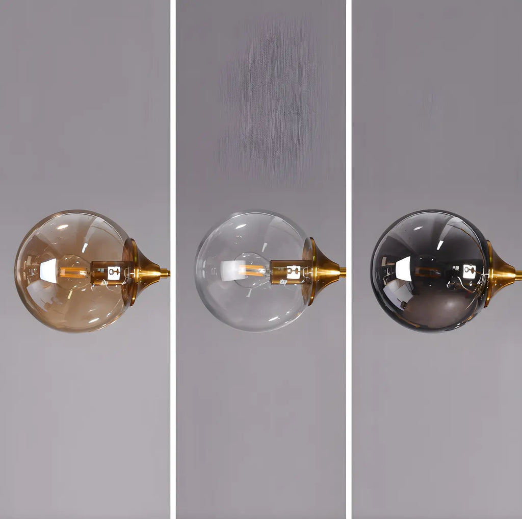 Lustre globe en verre moderne du milieu du siècle à 8 lumières