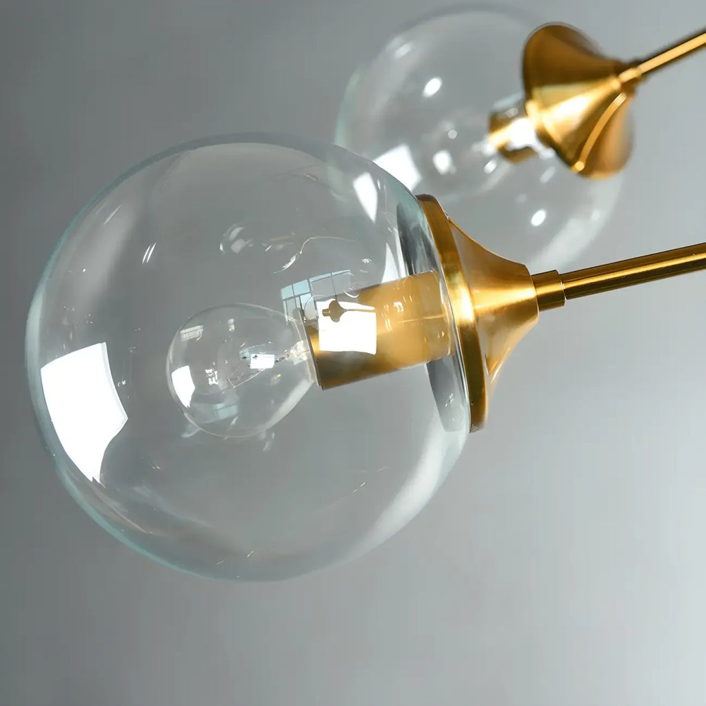 Lustre globe en verre moderne du milieu du siècle à 8 lumières