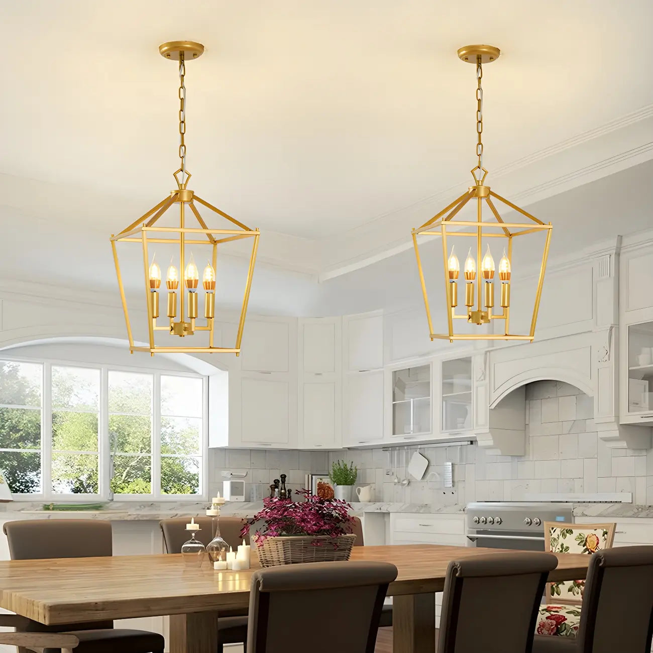 Lanterne industrielle réglable en métal avec cage pour bougies