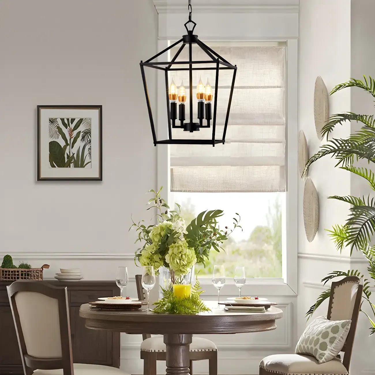 Lanterne industrielle réglable en métal avec cage pour bougies