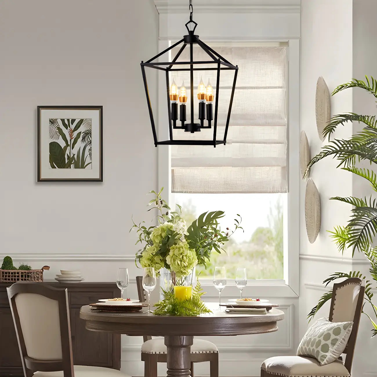 Lanterne industrielle réglable en métal avec cage pour bougies